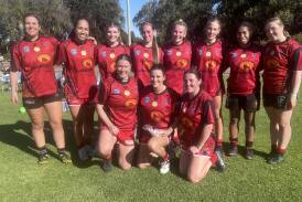 The West Wyalong women's side who played their first tackle match.