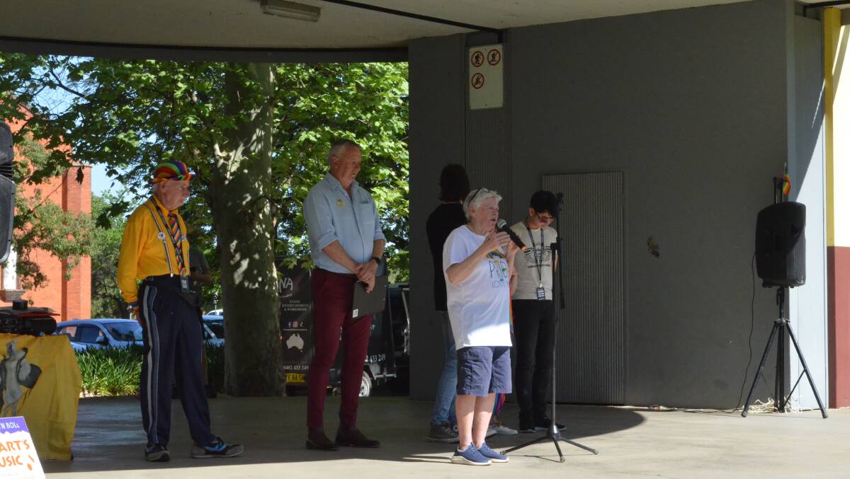 Denise McGrath speaking at Leeton's pride rally last year. Picture by Cai Holroyd