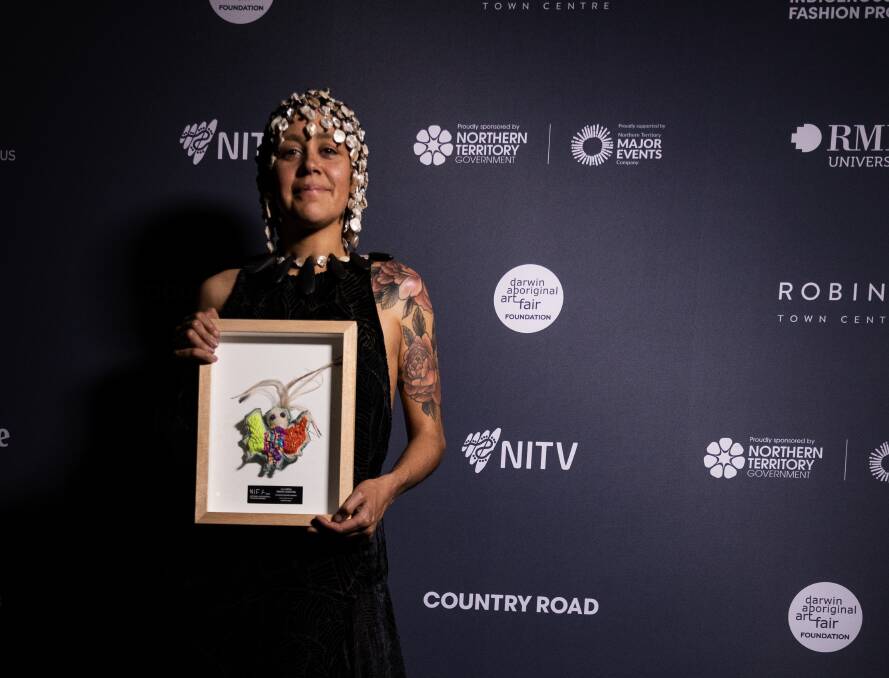 Wiradjuri woman Lillardia Briggs-Houston has been voted best Fashion Designer at the National Indigenous Fashion Awards. Picture by Tamati Smith/Getty Images