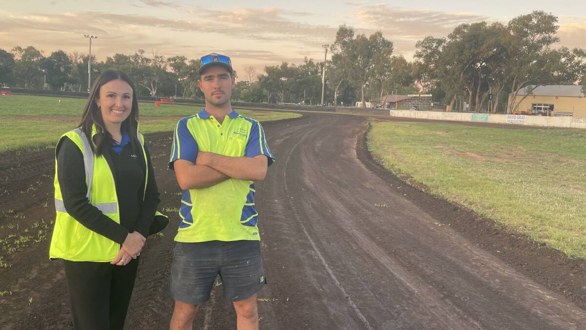 The Griffith Motorcycle Sports Clubs publicity officer Angela Bransdon and vice president Alex Glennon (pictured at the Griffith track) are hoping for a bumper attendance for the first round of the championships this Sunday. Picture by Allan Wilson