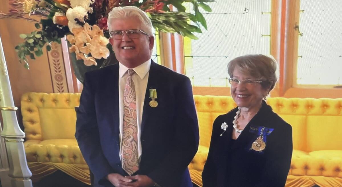 Griffith City Council's general manager Brett Stonestreet received his public service medal late last month, presented by NSW governor, the honorable Margaret Beazley. Picture supplied 