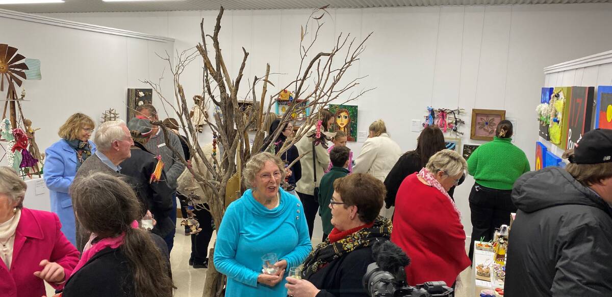 The Waste to Art Exhibition opening in Coleambally in June which toured the area showcasing artistic creations made from things that would otherwise have been thrown away. Picture supplied