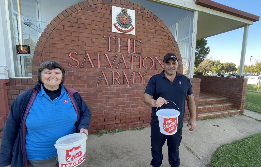 Griffith Salvation Army Major Lyn Cathcart with Salvos store manager Pete Hore. Pictrure by Allan Wilson