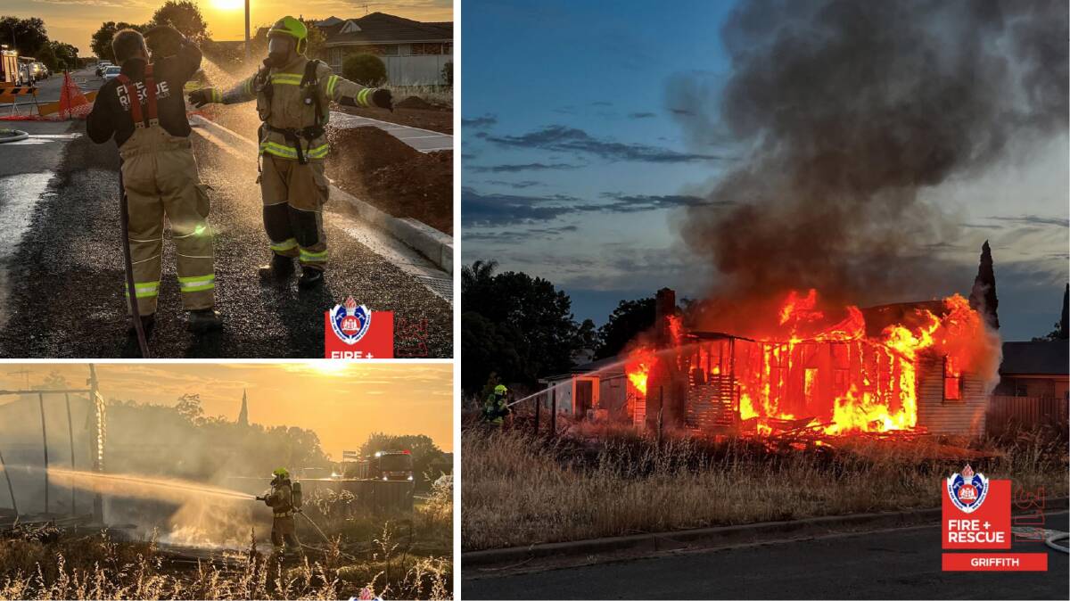Firefighters attended a blaze in Griffith which has left a Riverina home completely destroyed. Picture by Fire and Rescue NSW