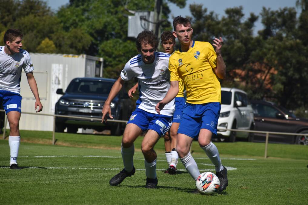 Josh Keenan scored two of Yoogali SC's goals as they were able to pick up their first win of the season in the under 23s. Picture by Liam Warren