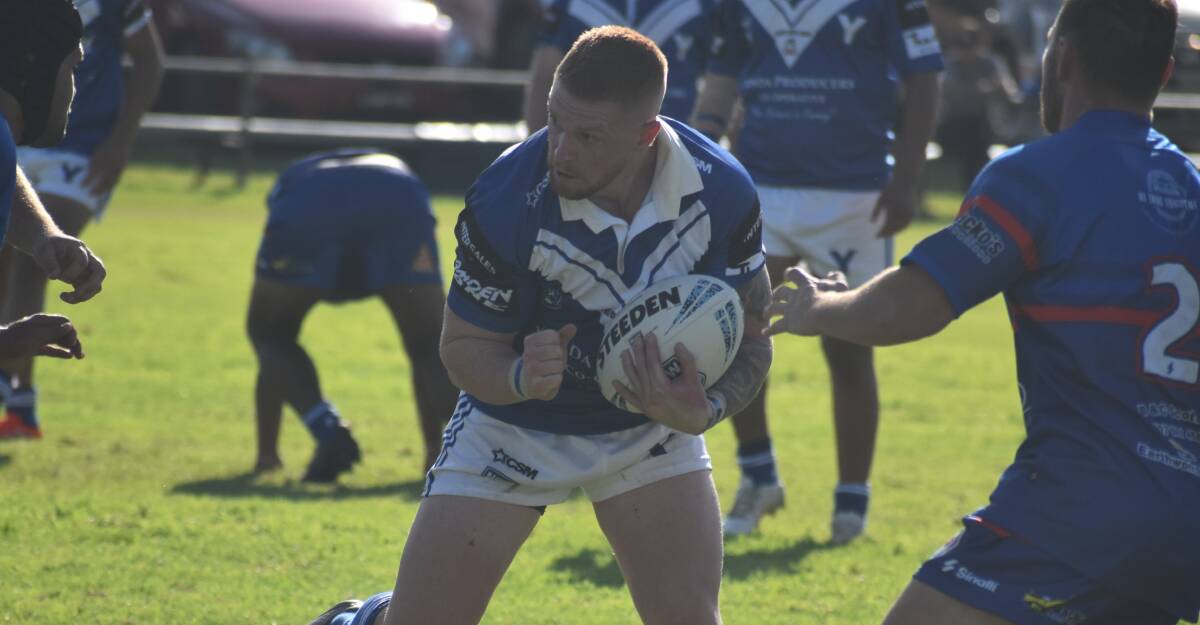 Broden Piva was one of eight try scorers for the Blueheelers as the condemed Yanco-Wamoon to a third-straight mercy rule defeat. Picture by Liam Warren