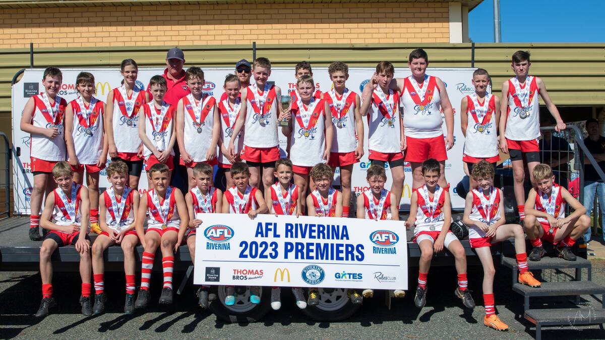 Griffith Swans White came home with the under 13s premiership after seeing off Narrandera in the grand final in Temora. Picture by Andrew McLean