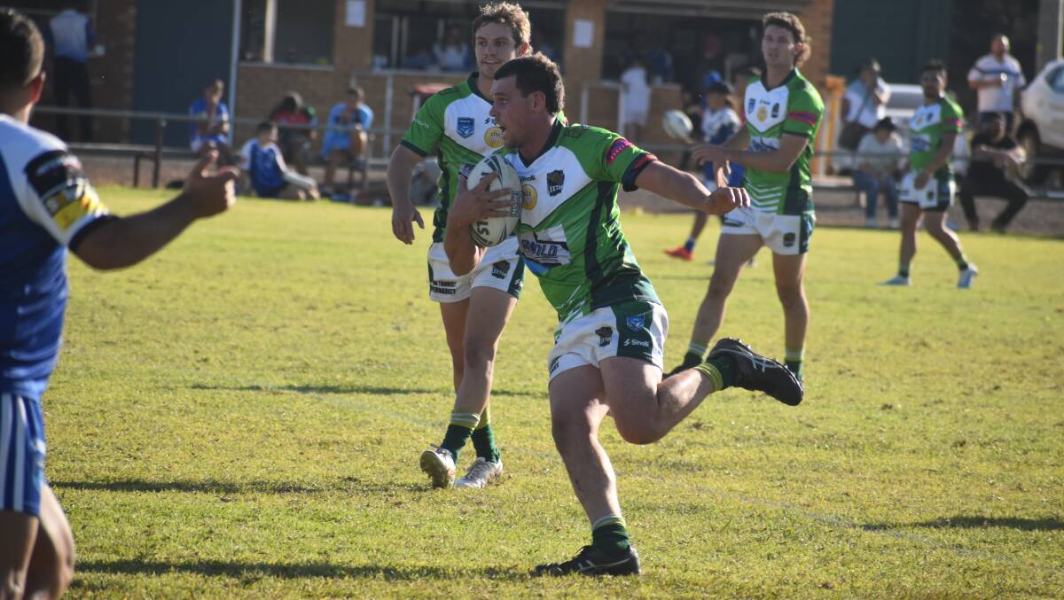 Todd Prest continued his strong start to the season for the Greens, scoring a try which helped wrap up the victory. Picture by Liam Warren