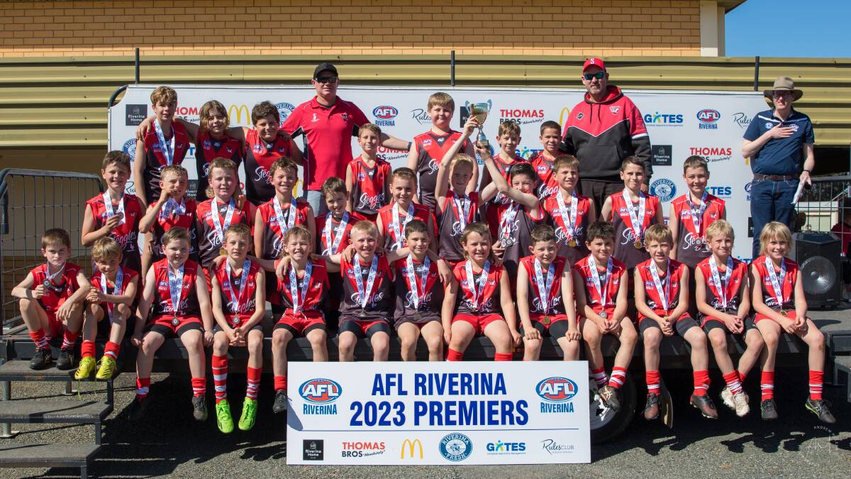 Griffith Swans White took home the under 11s premiership and bragging rights after taking down Griffith Red in the decider. Picture by Andrew McLean