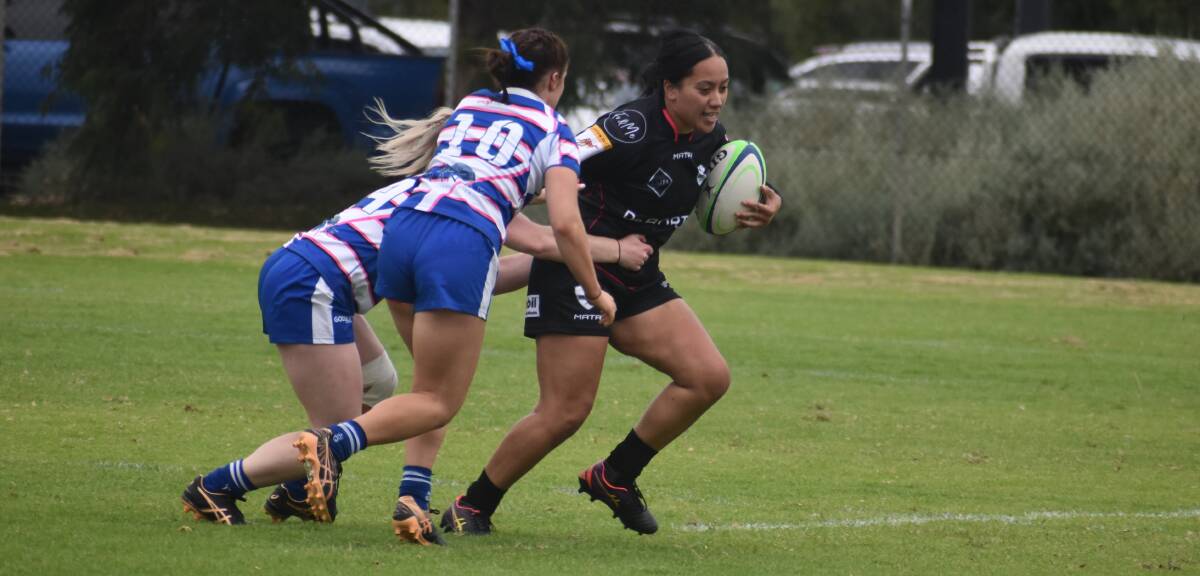 Amelia Lolotonga scored a hat-trick to help the Griffith Blacks women's side return to the winner's circle against Ag College. Picture by Liam Warren