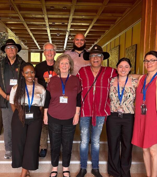 Elijah Ingram (back right) with the Australian contingent at the Global Indigenous Dialogue in Switzerland. Picture supplied