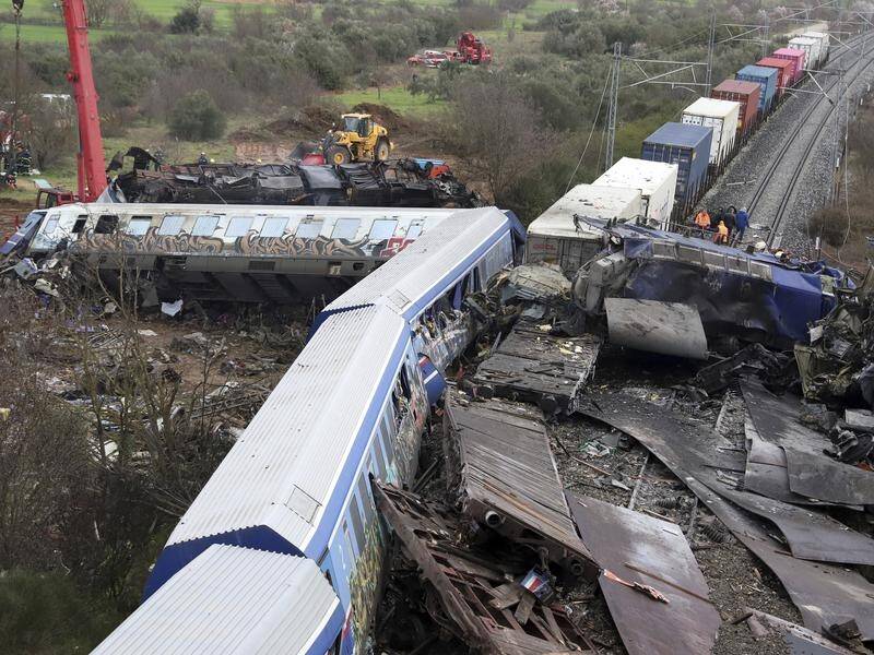 The intercity passenger train and a cargo train collided outside the Greek city of Larissa. (AP PHOTO)