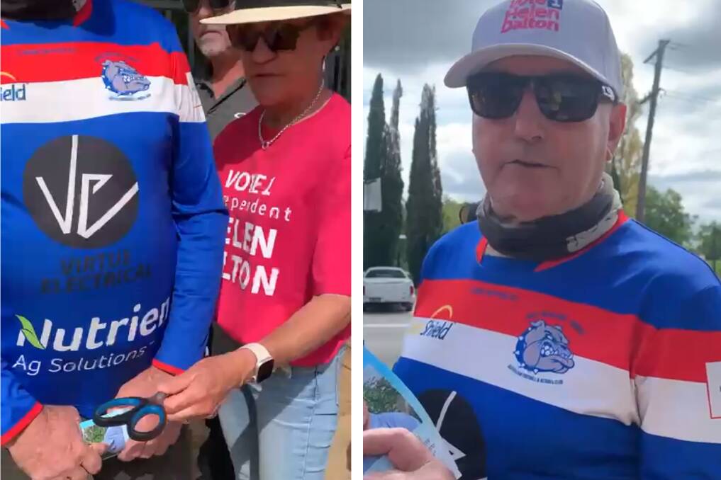 Video released by the Nationals is evidence they claim of corflutes being tampered with and their volunteer being bullied by another campaigner.