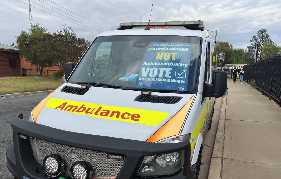 This Leeton ambulance was parked outside the Leeton Public School polling booth on Saturday, giving residents food for thought as they cast their vote. Picture by Talia Pattison