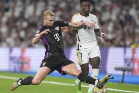 Bayern's Matthijs de Ligt (left) and Real Madrid's Vinicius Junior had an absorbing duel. (AP PHOTO)